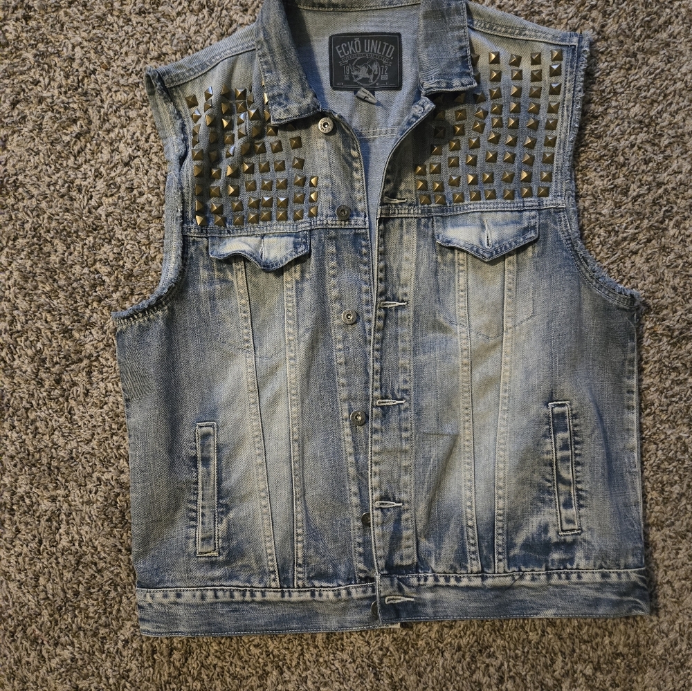 Men Jean stud jacket